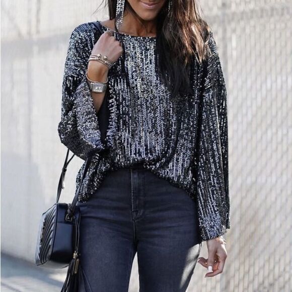 Cupcakes & Cashmere Sequinned Overall Blouse - Picture 1 of 5